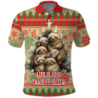 Slothy Christmas Polo Shirt Life Is Good Take It Slow - Wonder Print Shop