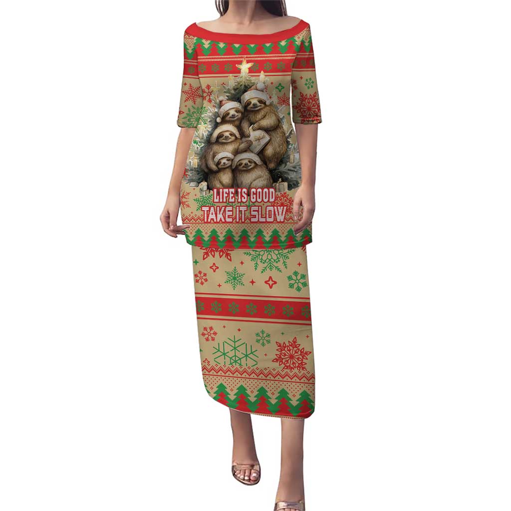 Slothy Christmas Puletasi Life Is Good Take It Slow - Wonder Print Shop