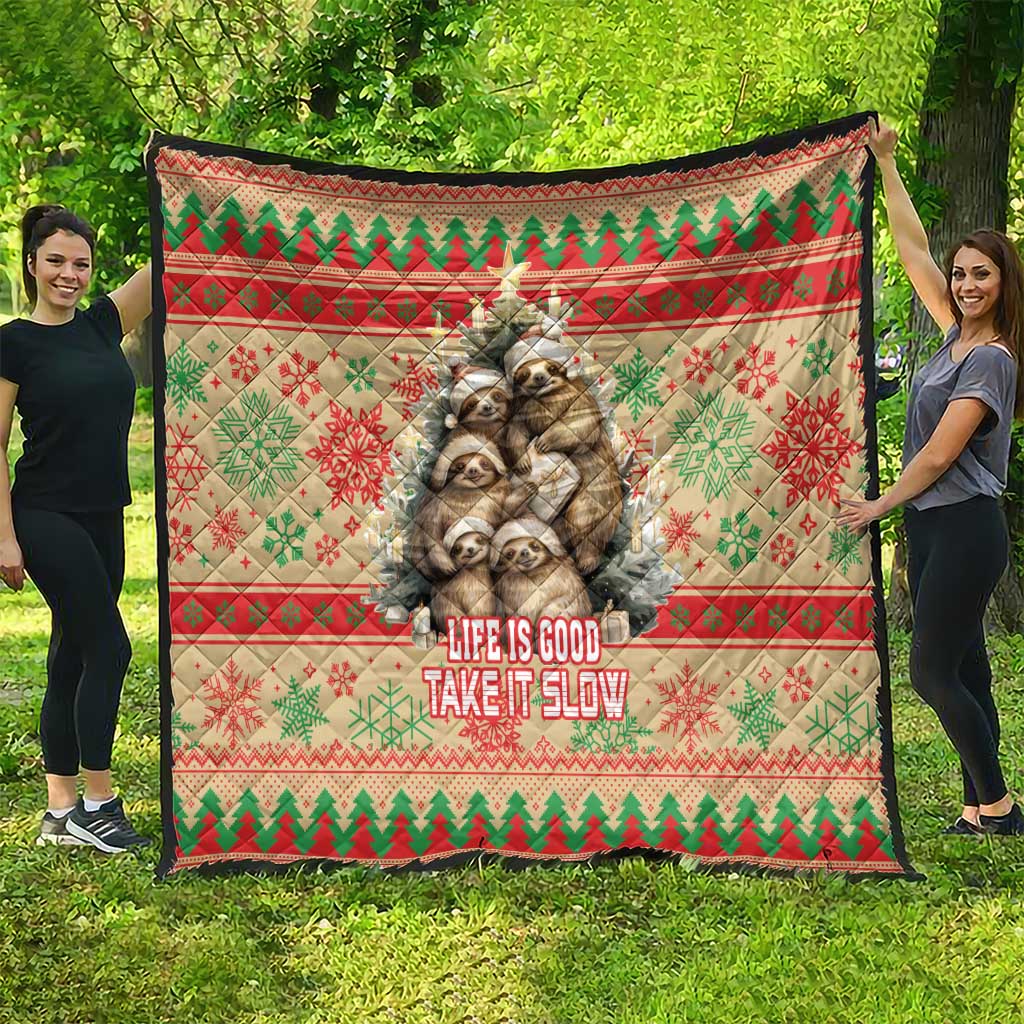 Slothy Christmas Quilt Life Is Good Take It Slow - Wonder Print Shop