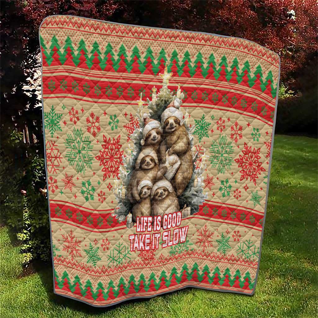 Slothy Christmas Quilt Life Is Good Take It Slow - Wonder Print Shop