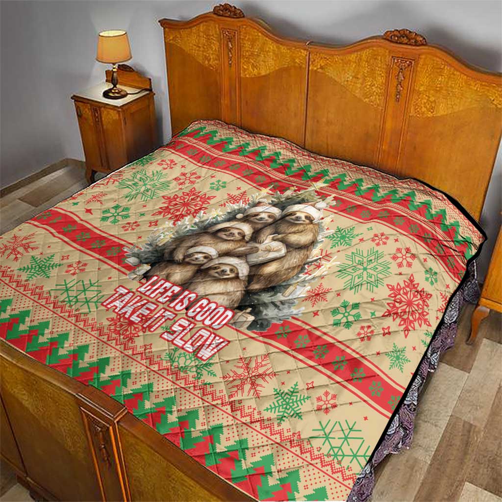 Slothy Christmas Quilt Life Is Good Take It Slow - Wonder Print Shop