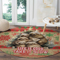 Slothy Christmas Round Carpet Life Is Good Take It Slow