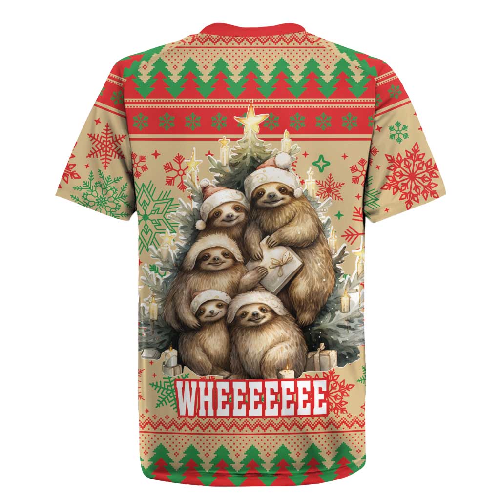 Slothy Christmas Rugby Jersey Life Is Good Take It Slow - Wonder Print Shop