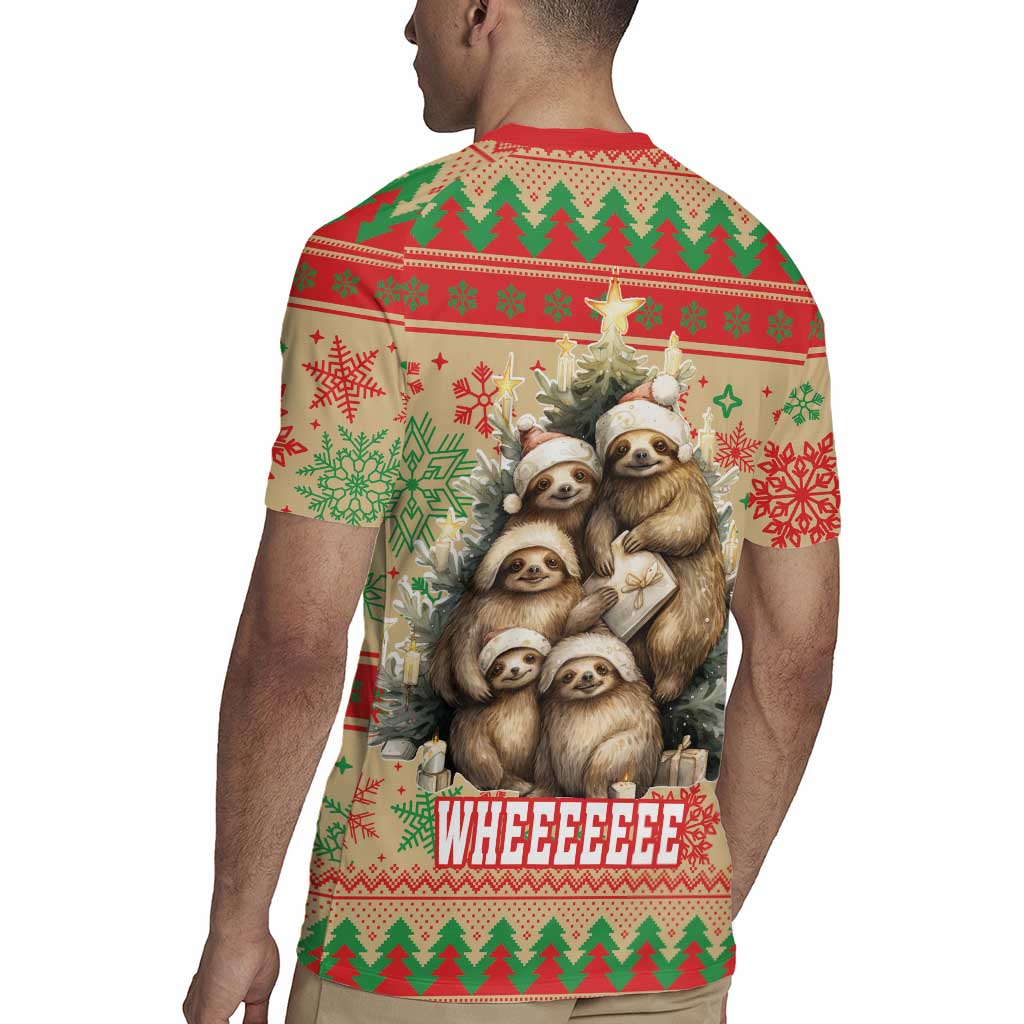 Slothy Christmas Rugby Jersey Life Is Good Take It Slow - Wonder Print Shop