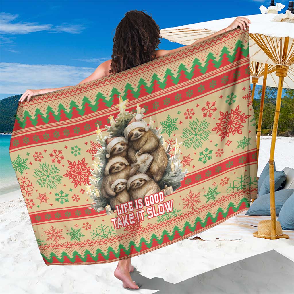 Slothy Christmas Sarong Life Is Good Take It Slow - Wonder Print Shop