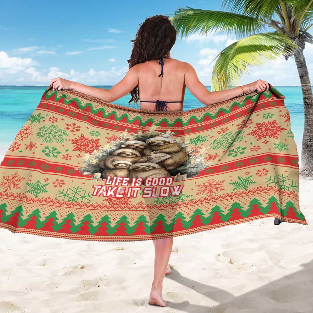 Slothy Christmas Sarong Life Is Good Take It Slow - Wonder Print Shop