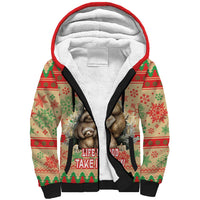 Slothy Christmas Sherpa Hoodie Life Is Good Take It Slow - Wonder Print Shop
