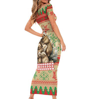 Slothy Christmas Short Sleeve Bodycon Dress Life Is Good Take It Slow - Wonder Print Shop