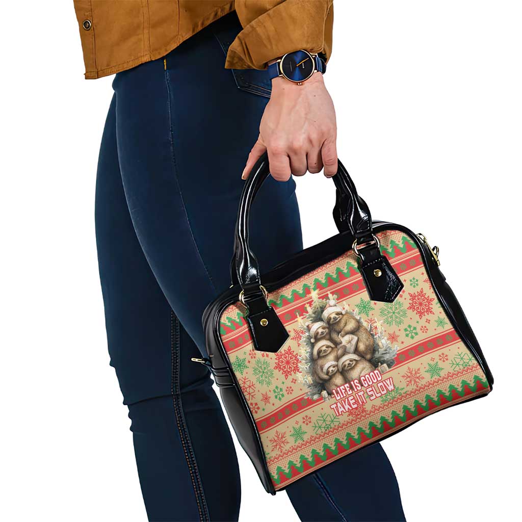 Slothy Christmas Shoulder Handbag Life Is Good Take It Slow