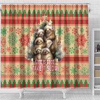 Slothy Christmas Shower Curtain Life Is Good Take It Slow