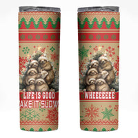 Slothy Christmas Skinny Tumbler Life Is Good Take It Slow - Wonder Print Shop