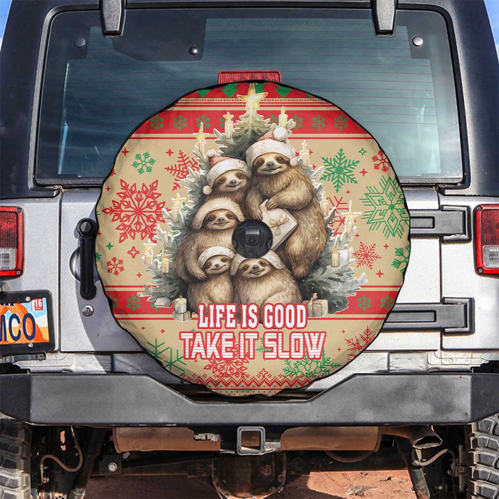 Slothy Christmas Spare Tire Cover Life Is Good Take It Slow - Wonder Print Shop