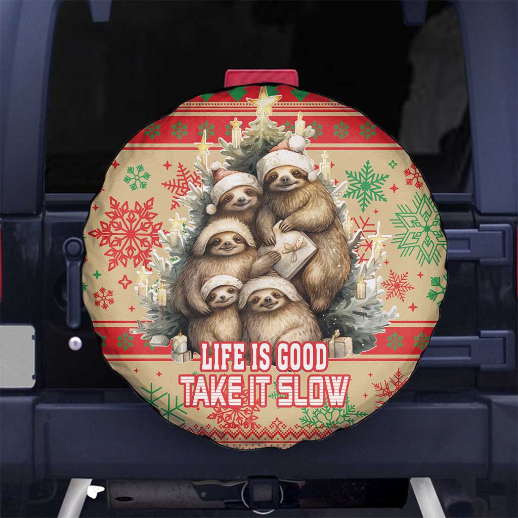 Slothy Christmas Spare Tire Cover Life Is Good Take It Slow - Wonder Print Shop