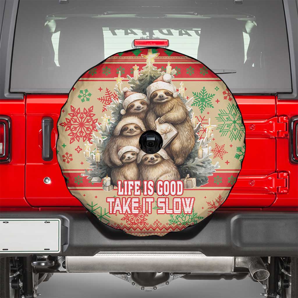 Slothy Christmas Spare Tire Cover Life Is Good Take It Slow - Wonder Print Shop