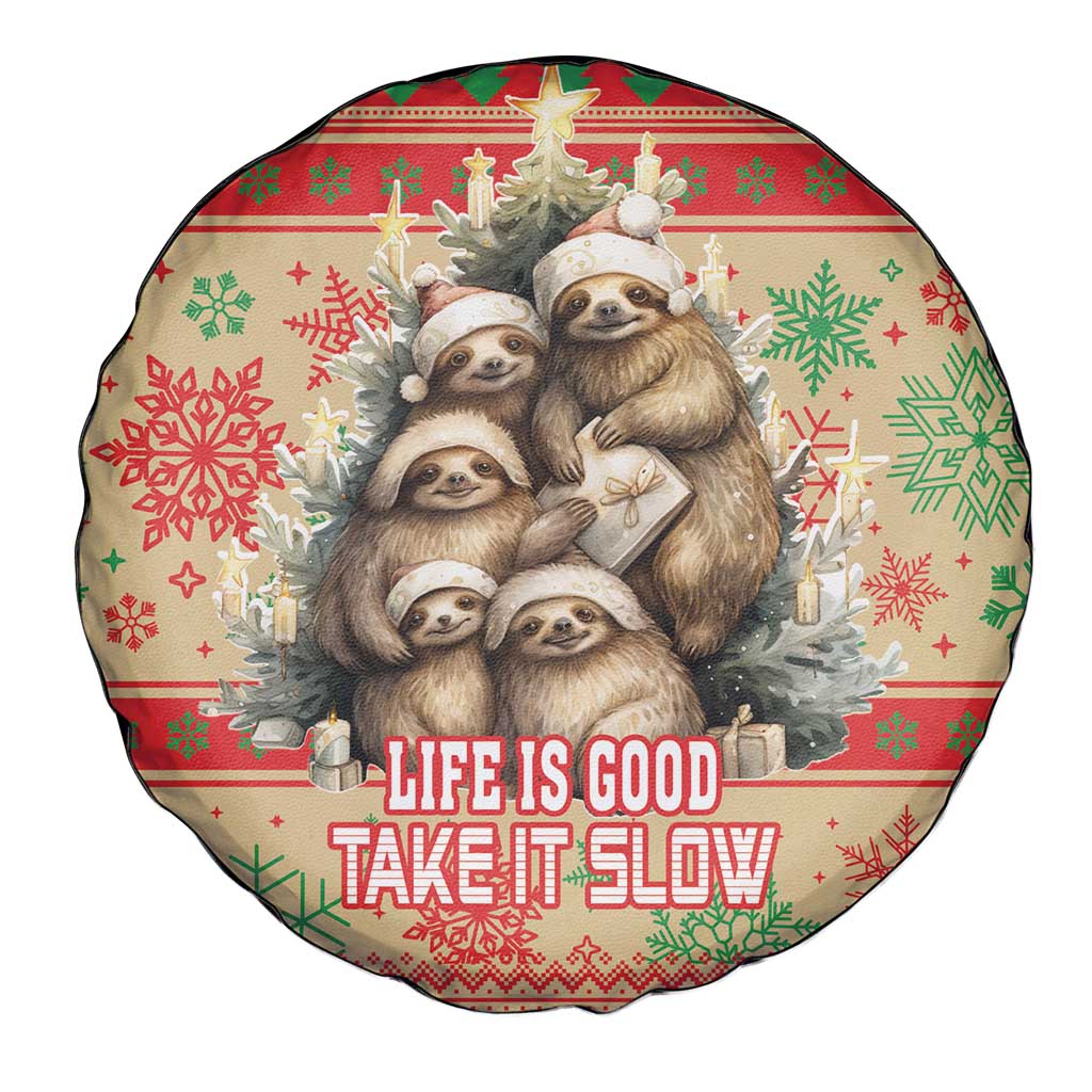 Slothy Christmas Spare Tire Cover Life Is Good Take It Slow - Wonder Print Shop