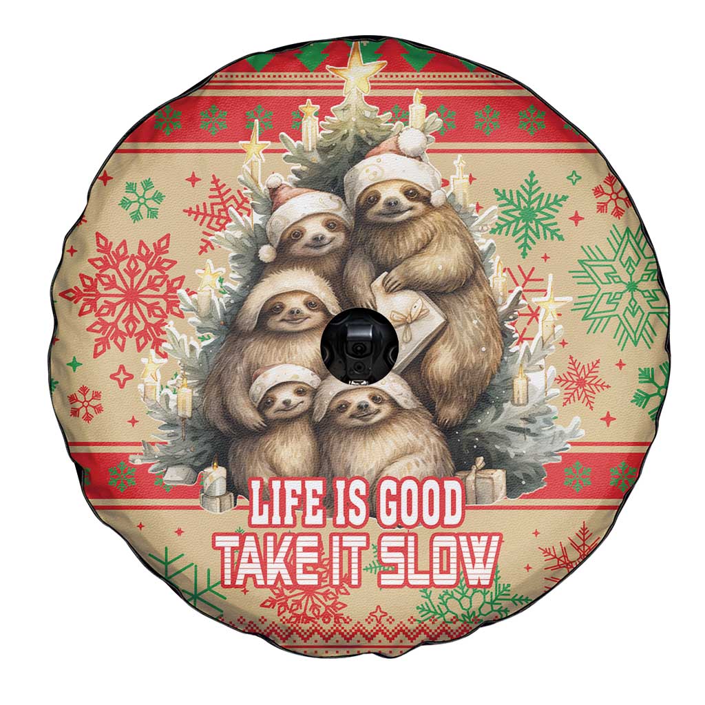 Slothy Christmas Spare Tire Cover Life Is Good Take It Slow - Wonder Print Shop