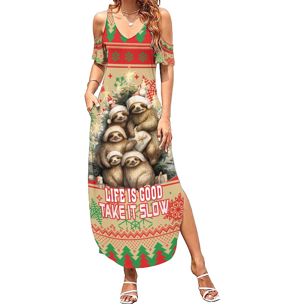 Slothy Christmas Summer Maxi Dress Life Is Good Take It Slow - Wonder Print Shop