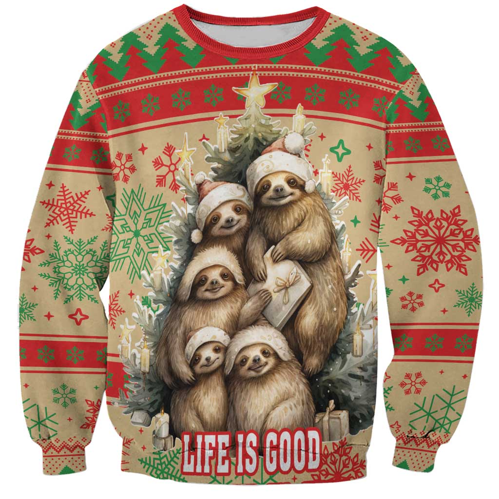 Slothy Christmas Sweatshirt Life Is Good Take It Slow - Wonder Print Shop