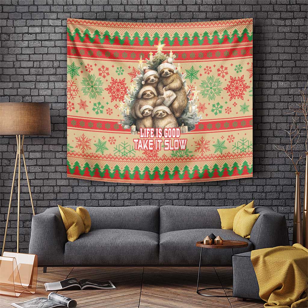 Slothy Christmas Tapestry Life Is Good Take It Slow - Wonder Print Shop