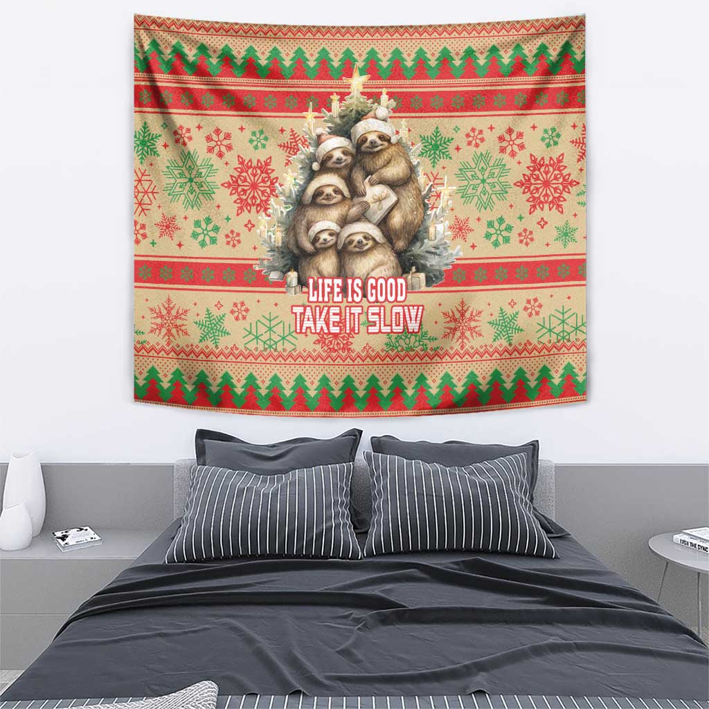 Slothy Christmas Tapestry Life Is Good Take It Slow - Wonder Print Shop