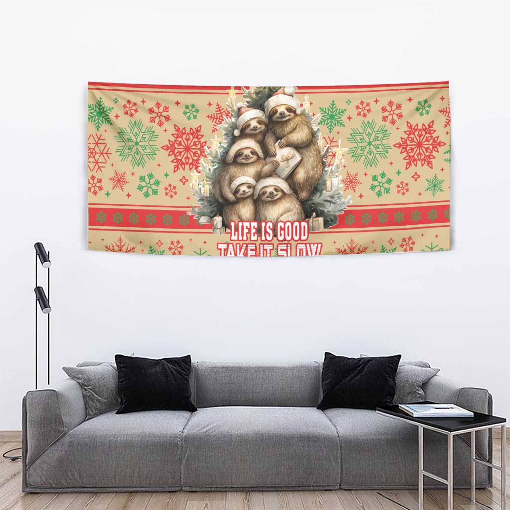Slothy Christmas Tapestry Life Is Good Take It Slow - Wonder Print Shop