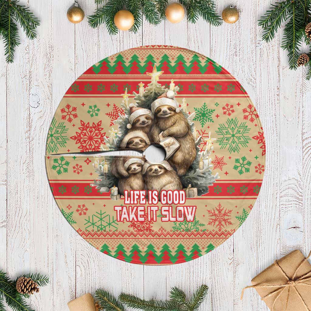 Slothy Christmas Tree Skirt Life Is Good Take It Slow - Wonder Print Shop