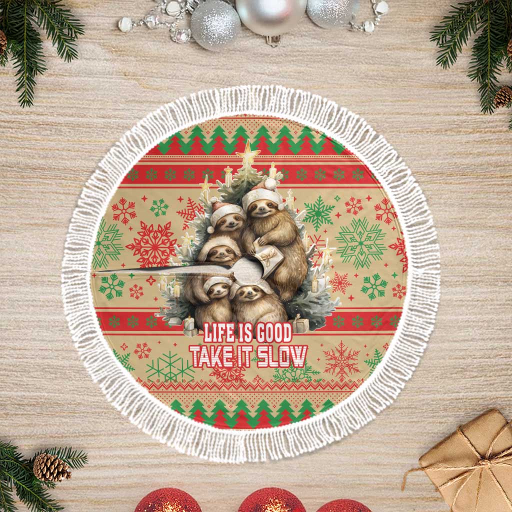 Slothy Christmas Tree Skirt Life Is Good Take It Slow - Wonder Print Shop