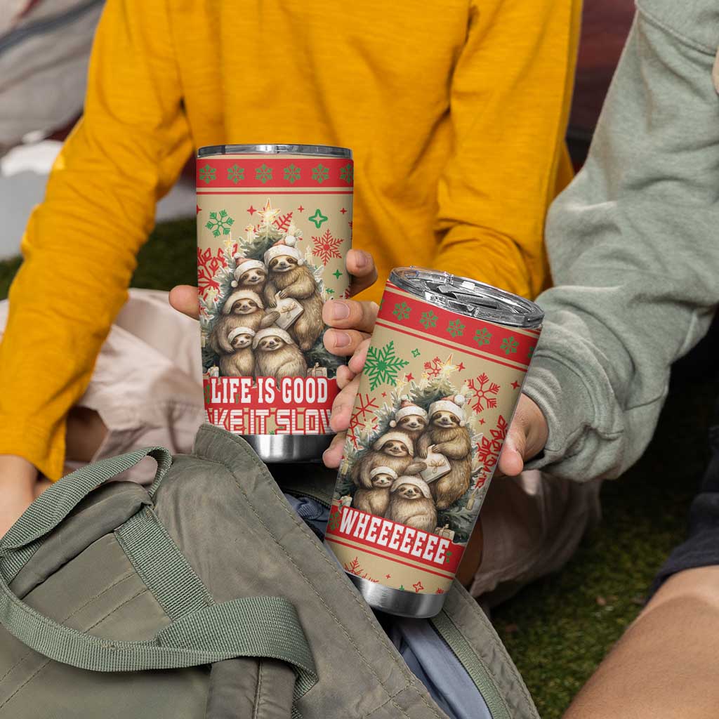 Slothy Christmas Tumbler Cup Life Is Good Take It Slow - Wonder Print Shop