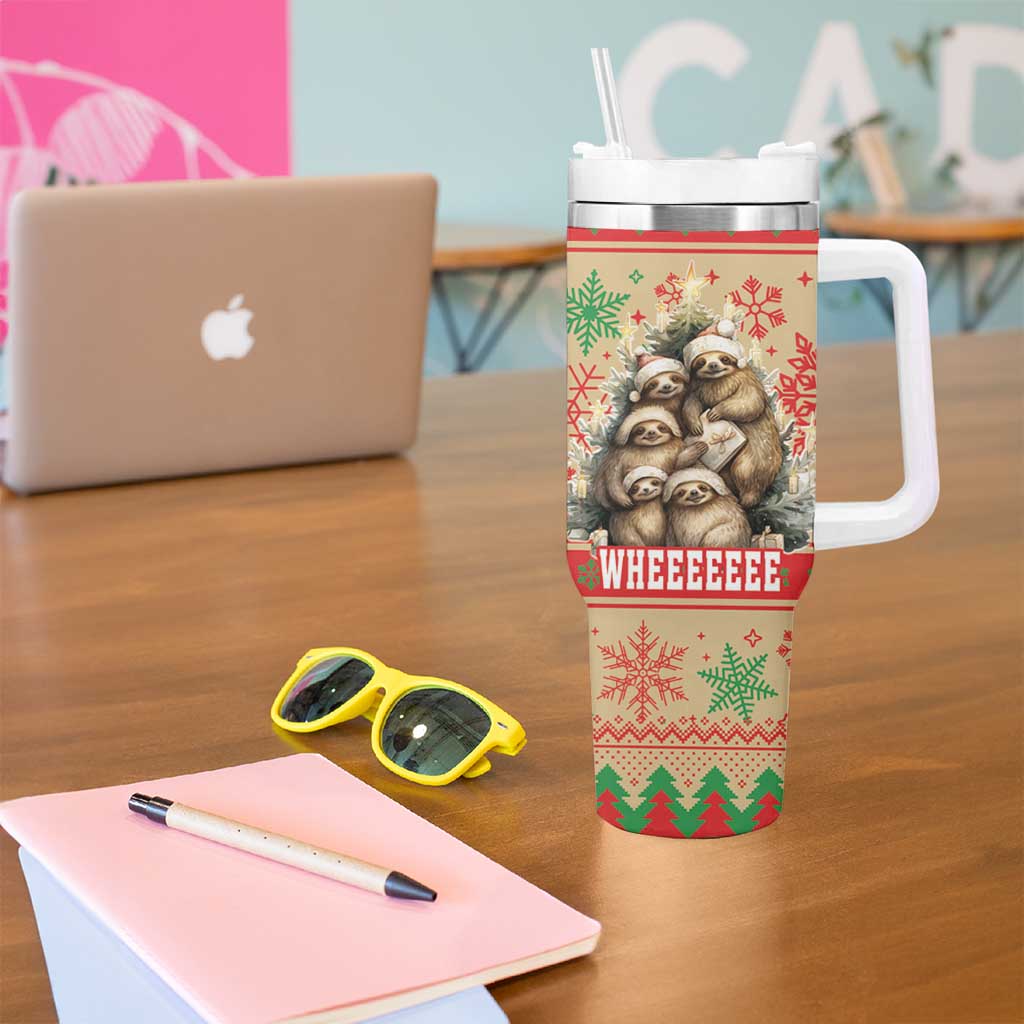 Slothy Christmas Tumbler With Handle Life Is Good Take It Slow - Wonder Print Shop