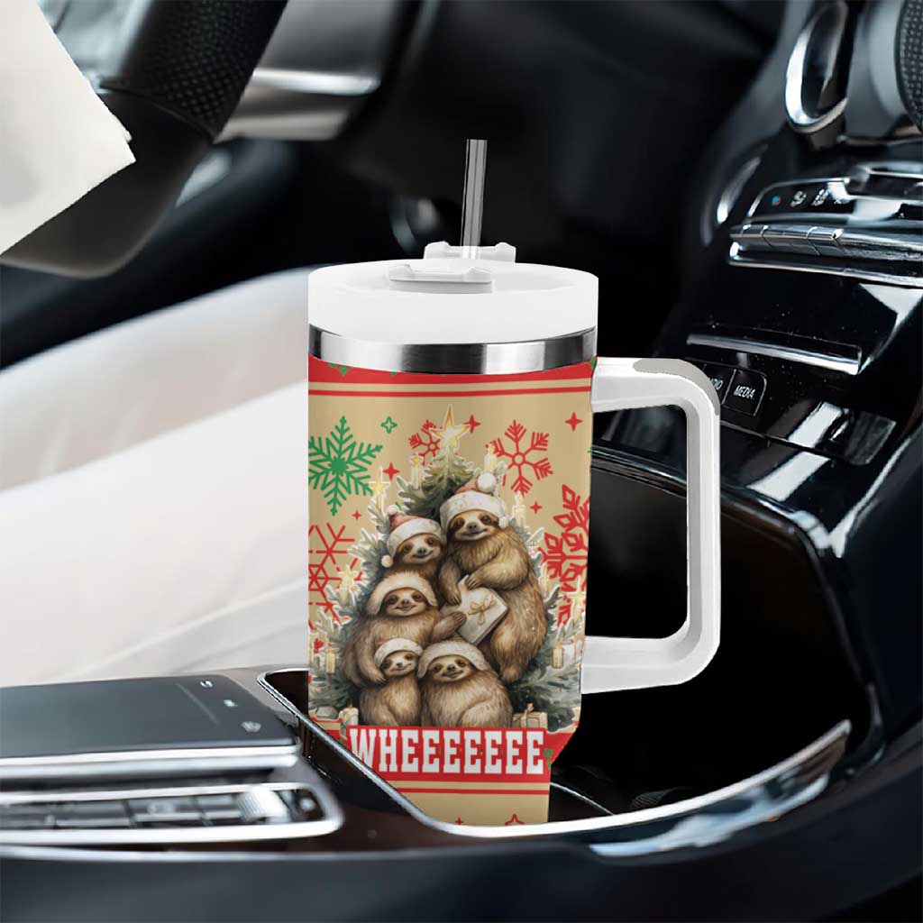 Slothy Christmas Tumbler With Handle Life Is Good Take It Slow - Wonder Print Shop