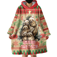 Slothy Christmas Wearable Blanket Hoodie Life Is Good Take It Slow - Wonder Print Shop