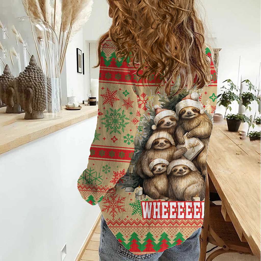 Slothy Christmas Women Casual Shirt Life Is Good Take It Slow - Wonder Print Shop