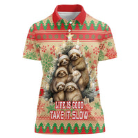 Slothy Christmas Women Polo Shirt Life Is Good Take It Slow - Wonder Print Shop