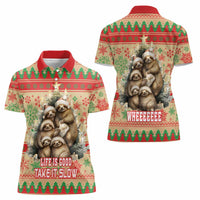 Slothy Christmas Women Polo Shirt Life Is Good Take It Slow - Wonder Print Shop