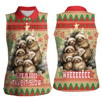 Slothy Christmas Women Sleeveless Polo Shirt Life Is Good Take It Slow - Wonder Print Shop
