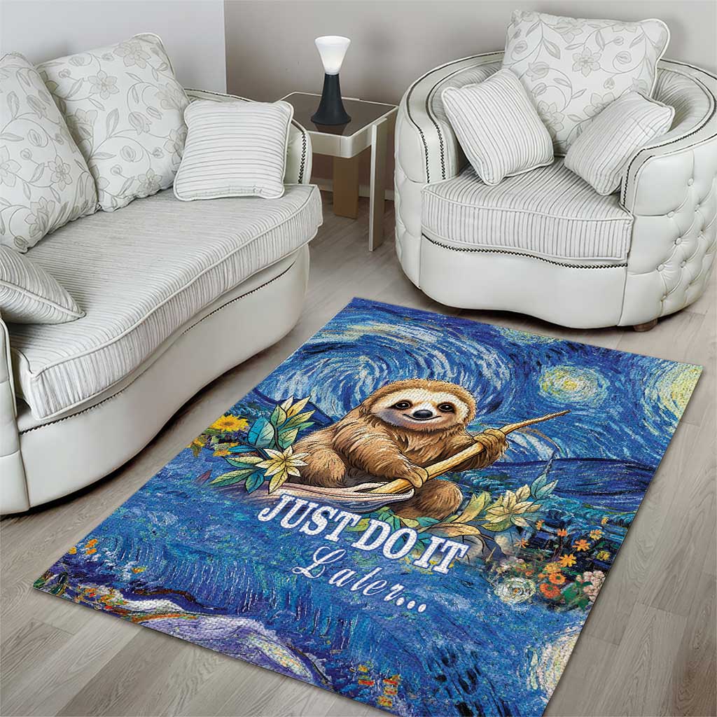 Sloth Starry Night Area Rug I'm Not Lazy - Wonder Print Shop