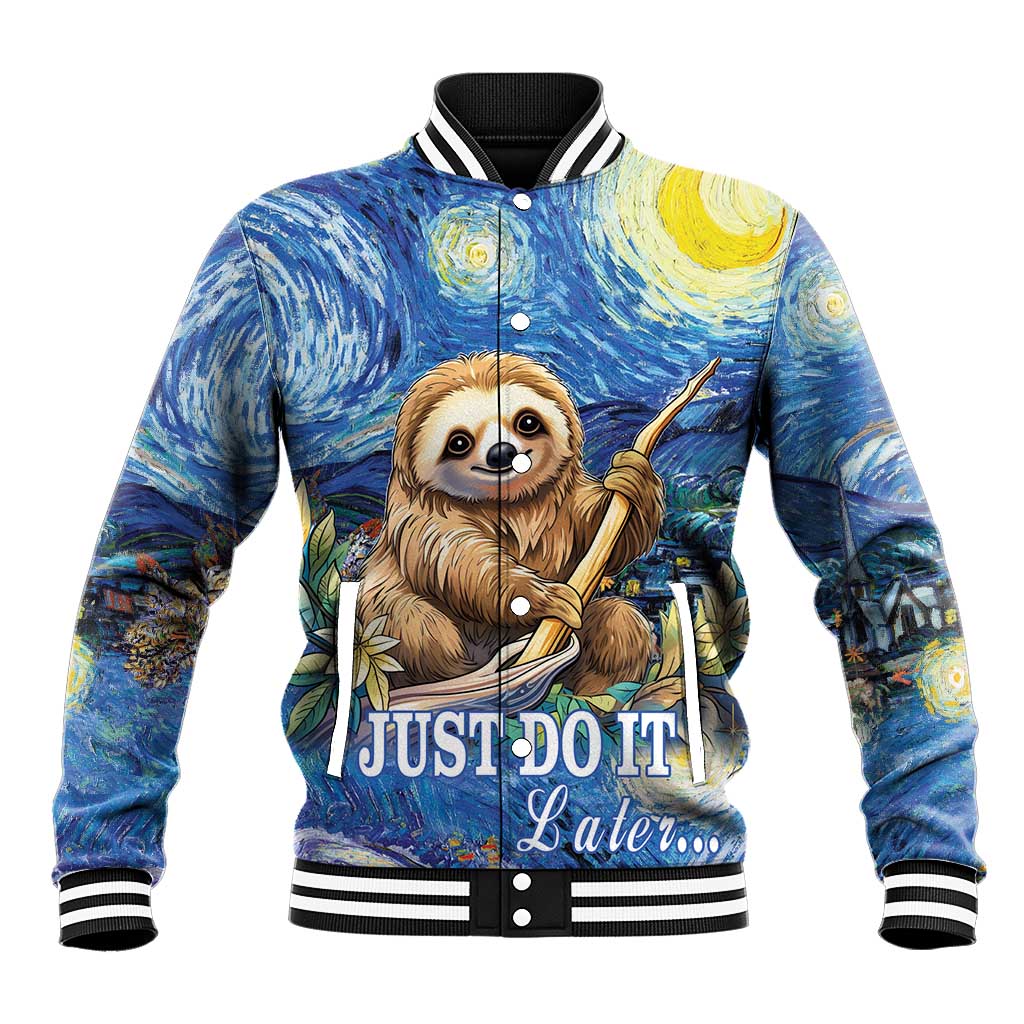 Sloth Starry Night Baseball Jacket I'm Not Lazy - Wonder Print Shop
