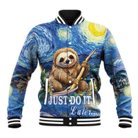 Sloth Starry Night Baseball Jacket I'm Not Lazy - Wonder Print Shop