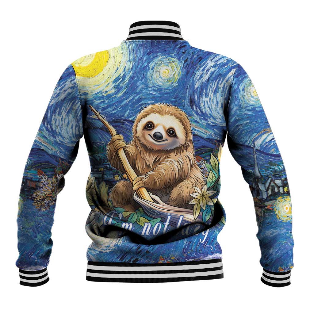 Sloth Starry Night Baseball Jacket I'm Not Lazy - Wonder Print Shop