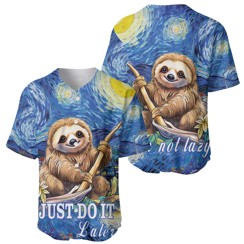 Sloth Starry Night Baseball Jersey I'm Not Lazy - Wonder Print Shop