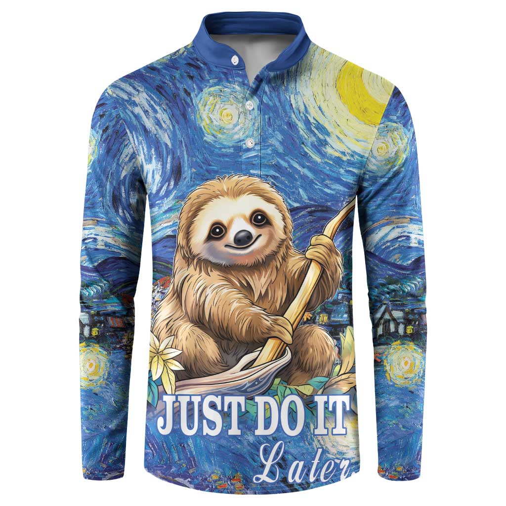 Sloth Starry Night Button Sweatshirt I'm Not Lazy - Wonder Print Shop