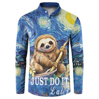 Sloth Starry Night Button Sweatshirt I'm Not Lazy - Wonder Print Shop
