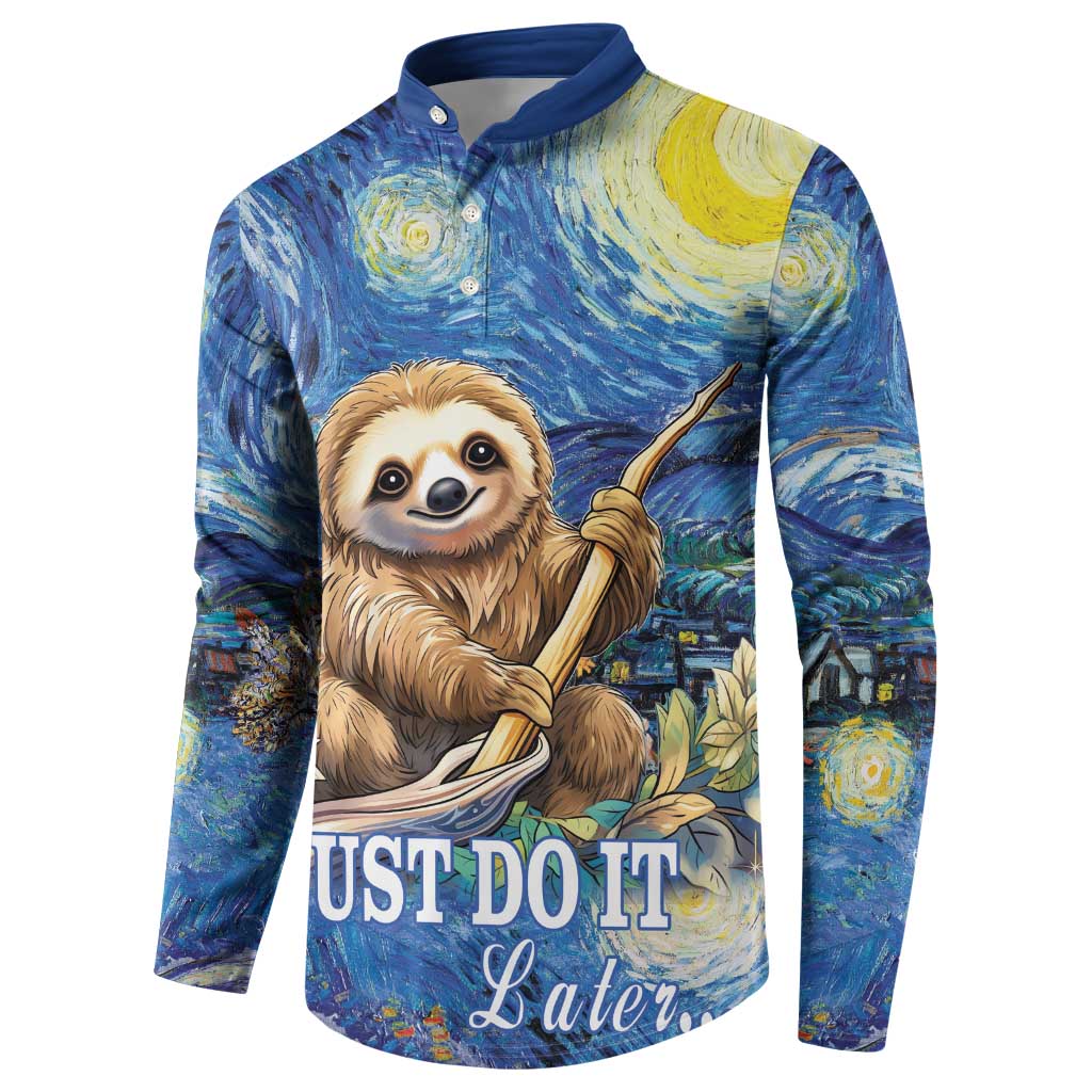 Sloth Starry Night Button Sweatshirt I'm Not Lazy - Wonder Print Shop