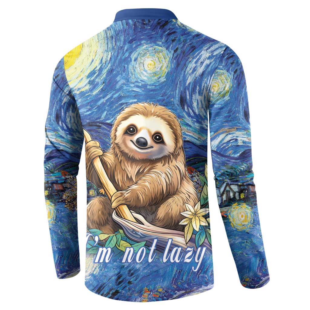 Sloth Starry Night Button Sweatshirt I'm Not Lazy - Wonder Print Shop