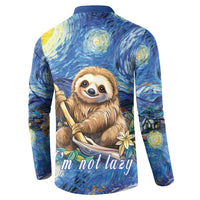 Sloth Starry Night Button Sweatshirt I'm Not Lazy - Wonder Print Shop
