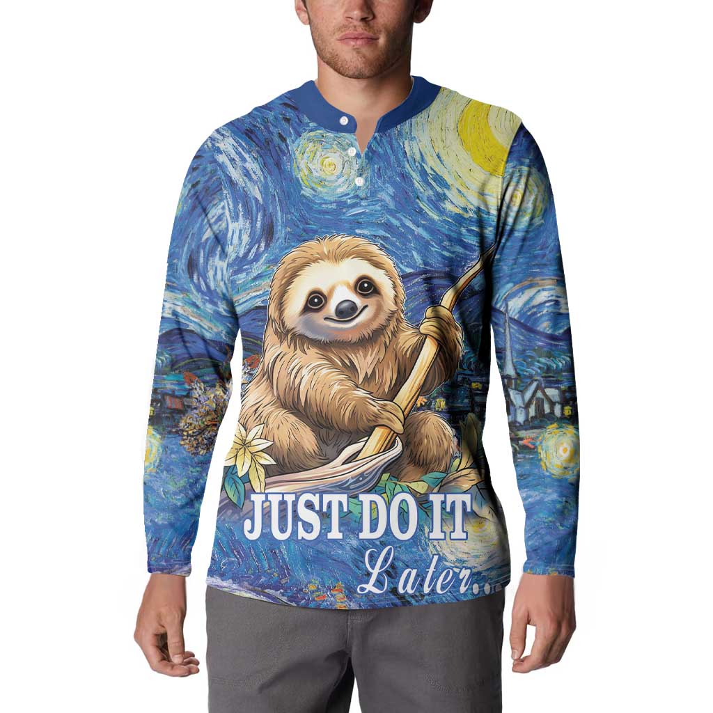 Sloth Starry Night Button Sweatshirt I'm Not Lazy - Wonder Print Shop