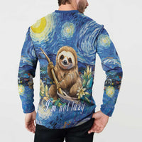 Sloth Starry Night Button Sweatshirt I'm Not Lazy - Wonder Print Shop