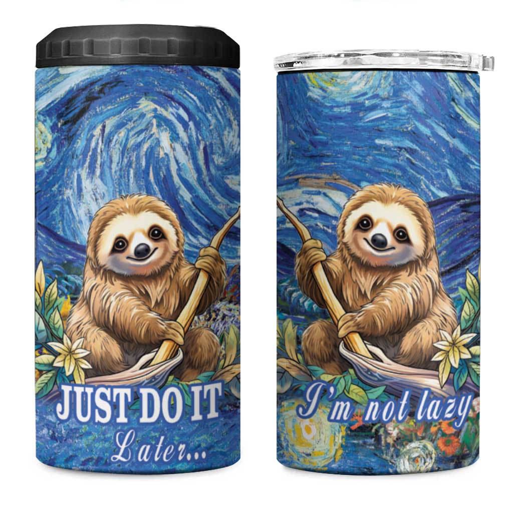Sloth Starry Night 4 in 1 Can Cooler Tumbler I'm Not Lazy - Wonder Print Shop