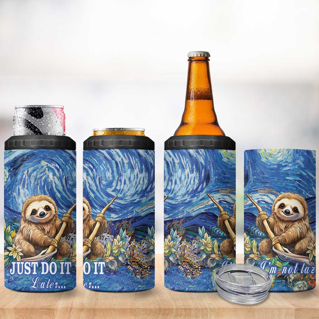 Sloth Starry Night 4 in 1 Can Cooler Tumbler I'm Not Lazy - Wonder Print Shop