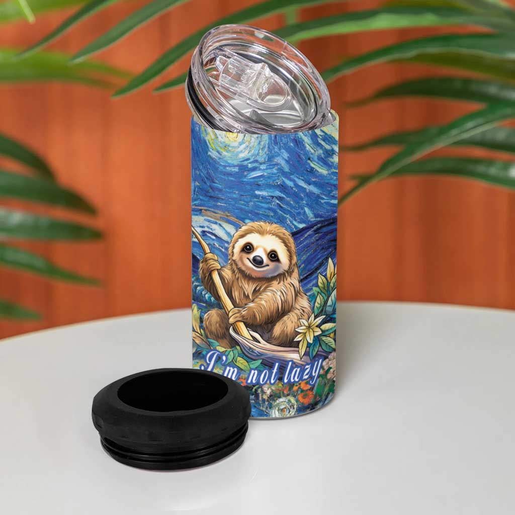 Sloth Starry Night 4 in 1 Can Cooler Tumbler I'm Not Lazy - Wonder Print Shop